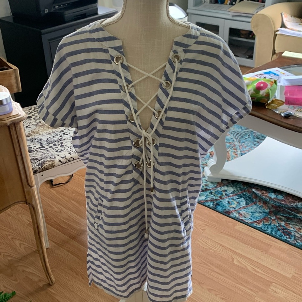 Blue and white stripe dress/coverup